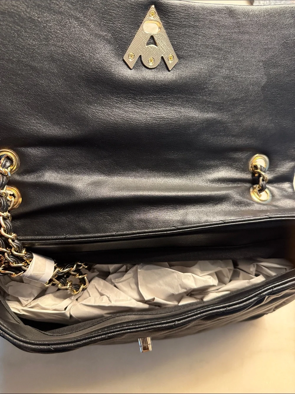 Black Quilted Chain-Handle Shoulder Bag